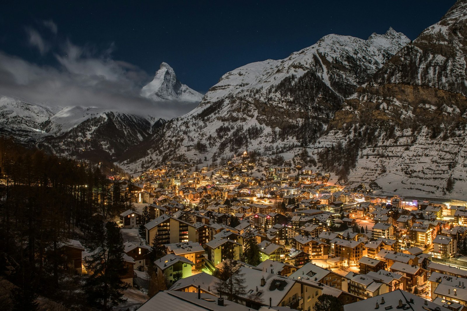 Panoramic Matterhorn scenery near Zermatt in the Swiss Alps